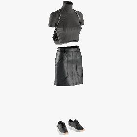 Women's Skirt, TShirt, Sneakers and Backpack 3D model